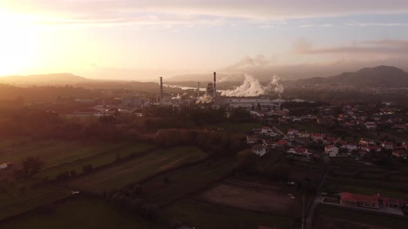 Aerial Factory In The Sunset 4K 02 alt