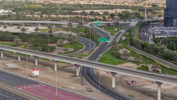 Aerial Top View to Sheikh Zayed Road Near Dubai Marina and JLT Timelapse Dubai alt