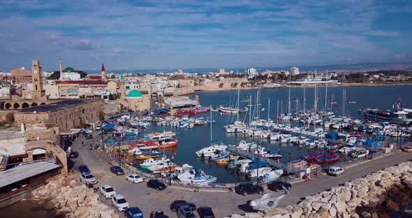 Port With Boats In Akko, Israel alt