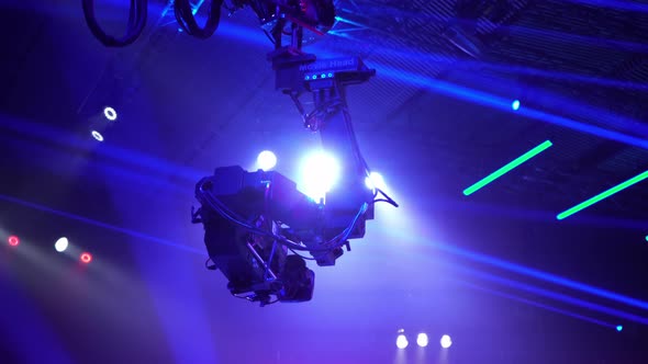 TV show, crane. Video camera on the tap when shooting a television show. Live event