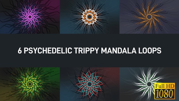 6 Psychedelic Trippy Mandala Loops