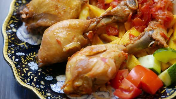 Chicken Thighs with Vegetables on a Plate  Delicious Food