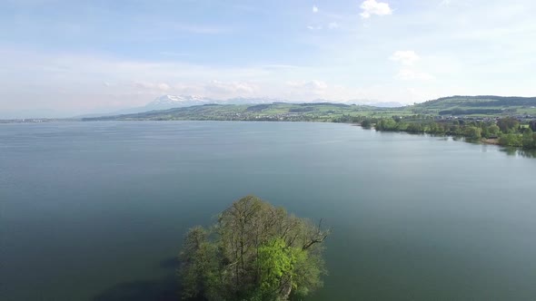 Aerial View of Lake Nature Landscape Panorama alt