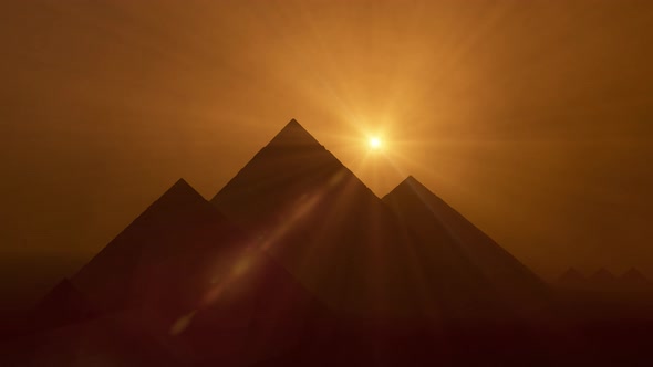 Sunrise Over Great Giza Pyramids of Khufu Menkaure and