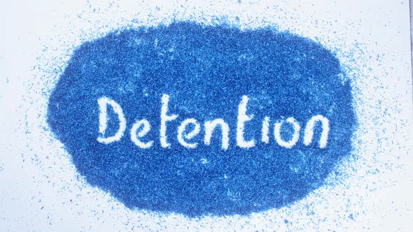 Indian Hand Writes On Blue Detention