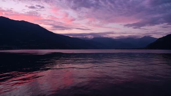 Scenic Summer Sunset at the Lake Como in Northern Italy alt