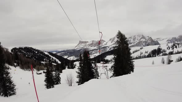 A Ski Lift In Mountains, Action Camera Footage