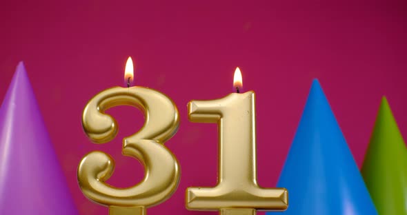 Burning Birthday Cake Candle Number 31