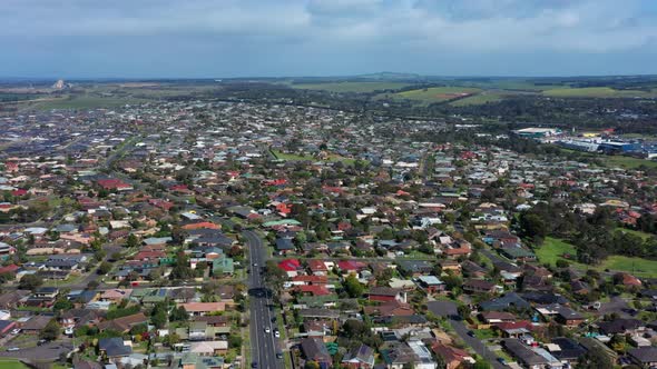 AERIAL Orbiting Waurn Ponds Suburb Of Geelong And Shopping Centres alt