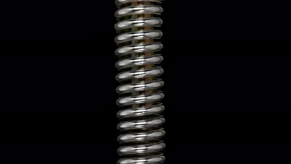 Test of Reliability of a Spring, Compression and Decompression By a Hydraulic Press, Close-up alt
