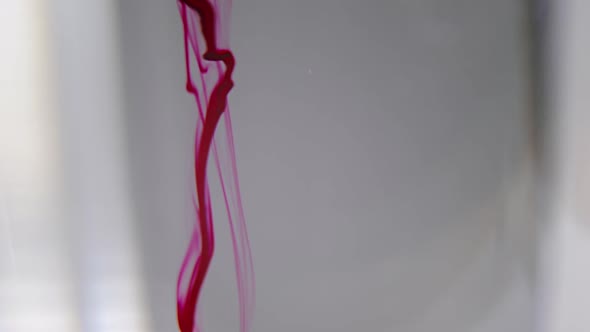 Cinematic Blood Macro Video Shot of White Dye Paint Mixing in Water Liquids Blending Together Ideal