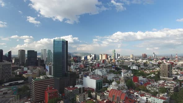 Aerial View of Mexico City, CDMX, on a Clear Day With Blue Sky alt