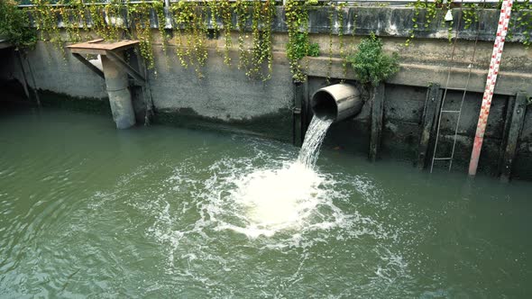 Water Level Into the Canal on Street After Rainfall alt