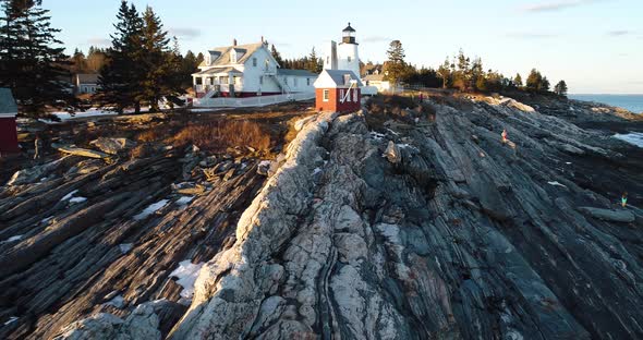 Zoom In with a 180” turn view of the Curtis island lighthouse Camden Maine USA alt