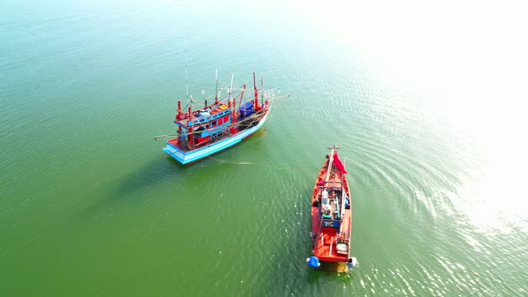 Fishing boats in the mangrove forest. Mangrove forests in the tropics of Thailand alt