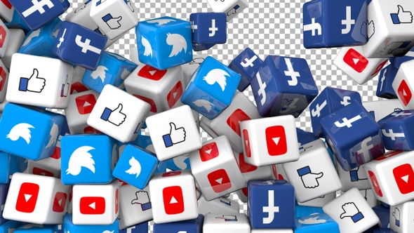 Social Media Icons Transition - Facebook, Twitter, Youtube and Like