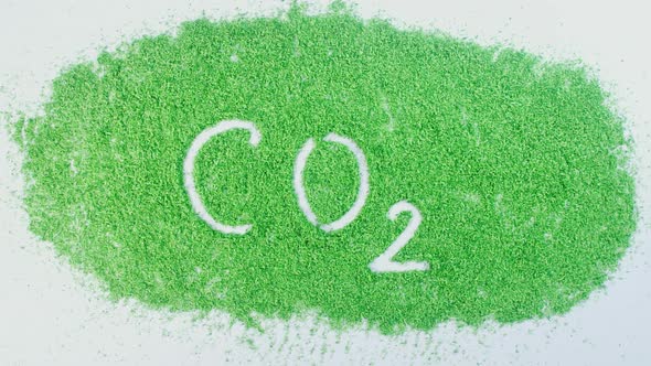 Indian Hand Writes On Green Co2
