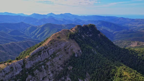 The summit of Rocca Siera in France from the sky