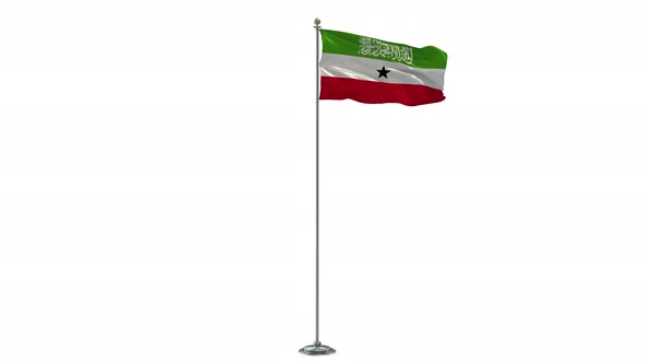 Somaliland   loop 3D Illustration Of The Waving Flag On Long  Pole With Alpha