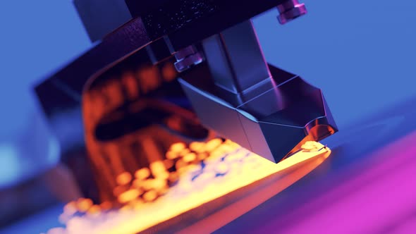 Record player cartridge closeup with sparks or fire particles. Retro mood. alt