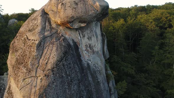 Dovbush Rocks in the Evening Summer Sun