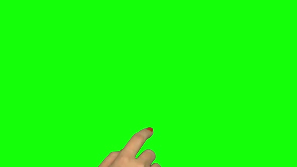 Isolated Shot of a Female Hand on a Green Screen Doing Touch Screen Gestures alt