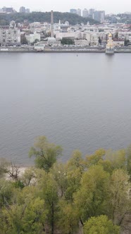 Vertical Video Aerial View of the Dnipro River  the Main River of Ukraine alt