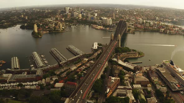 Flying Towards To The Sydney Harbour Bridge alt