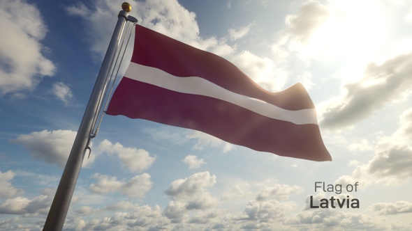 Latvia Flag on a Flagpole alt