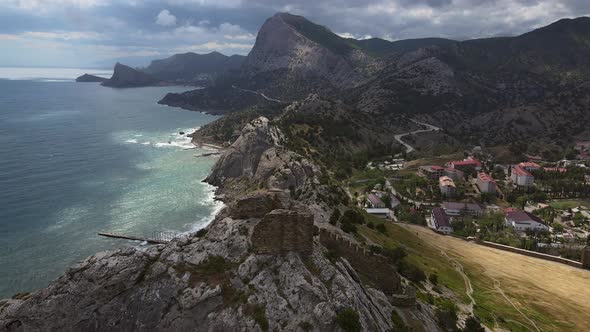 Beautiful Ruins of the Sudak Fortress and Mount Fortress on the Black Sea Coast alt