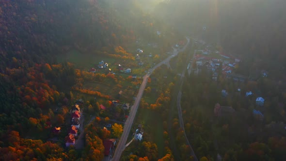 Aerial Drone Video Flying Over Carpathians Mountains, Ukraine, Europe alt