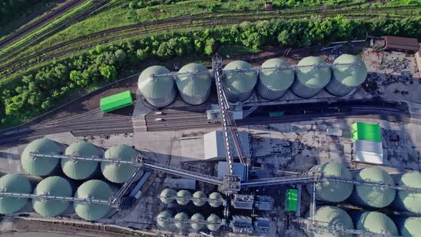 Aerial View New Grain Elevator and a Field in the Foreground alt