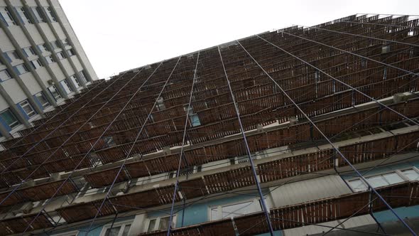 Scaffolding to the Side of a Highrise Residential Building