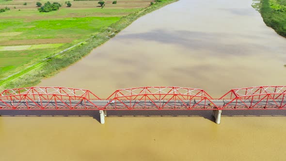 Bridge Over the Cagayan River, Philippines, Aerial View. alt