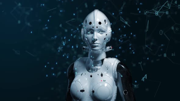 robot woman, sci-fi woman animation alt