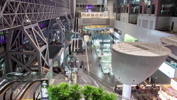 Kyoto Railway Station Depot Inside Shops Timelapse alt