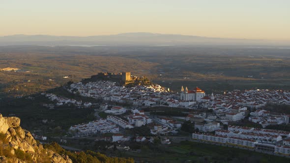 Castelo de Vide in Alentejo, Portugal from Serra de Sao Mamede mountains alt