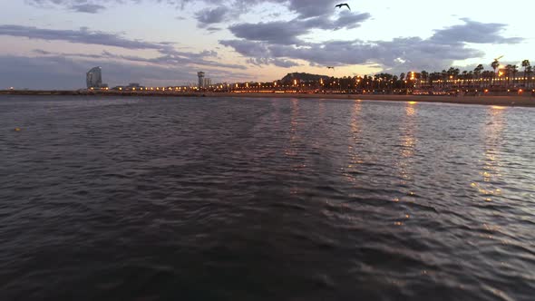 Aerial View of Barcelona Beach alt