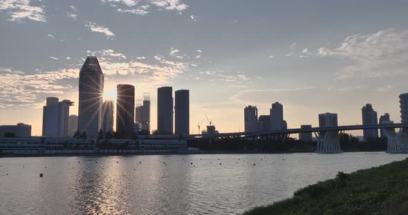 Sunset at Singapore Flyer from Bay East