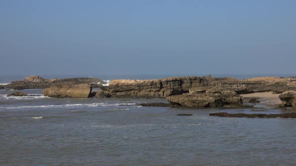Old Fort on Small Island and Seagulls in Morocco alt