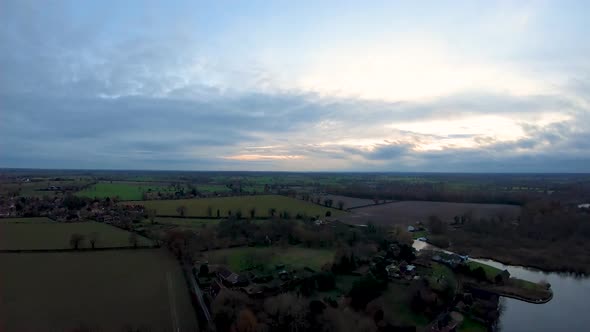 Aerial footage of a Norfolk Broad, the Weir in South Walsham. alt