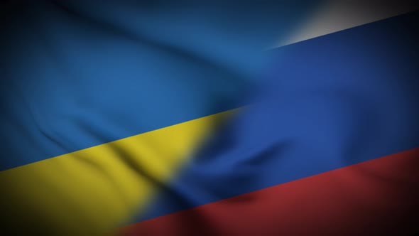 Ukraine Vs Russia Flag Waving Loop Animation alt