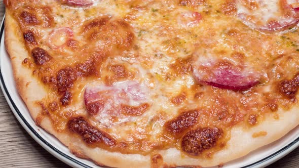 Close-up view of Hot and tasty pizza