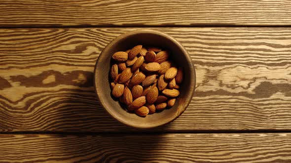 Peeled Almonds Appear In Wooden Cup And Full This Cup