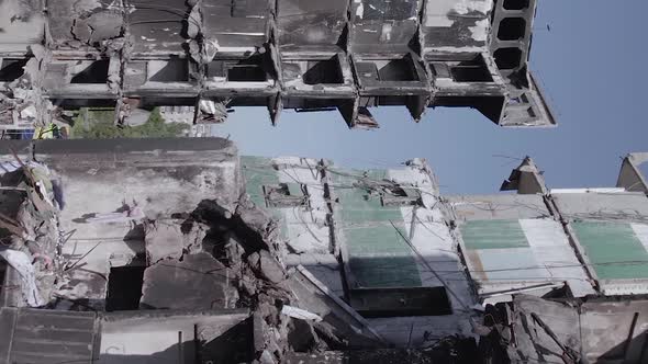 Vertical Video of a House Destroyed By the War in Ukraine alt