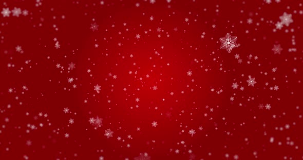 Real Snow, falling snow isolated on red background, Motion Graphics