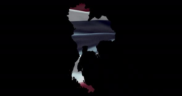 Thailand national flag background with country shape outline. Alpha channel animation alt