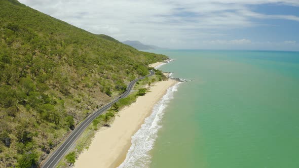 Aerial, Gorgeous View On Empty Ellis Beach In Cairns, Queensland, Australia