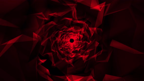 Red Low Poly Grid Triangle Geometric Shape Tunnel Animation Seamless Loop 4K Video alt