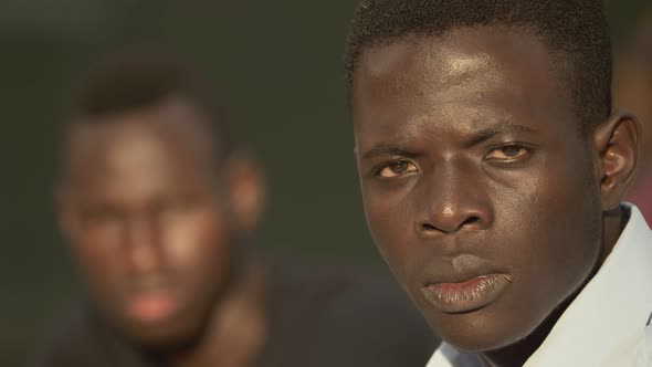 Young american african men staring at camera. Ethnic Pride- change of focus alt